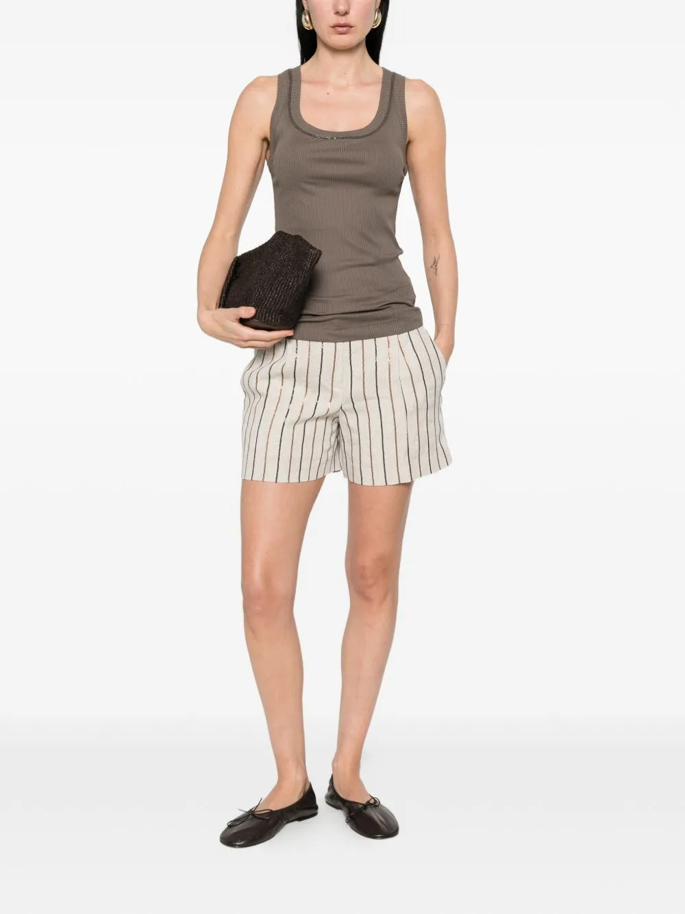 Striped Linen Shorts sold by Wanan Luxury product image thumbnail 3