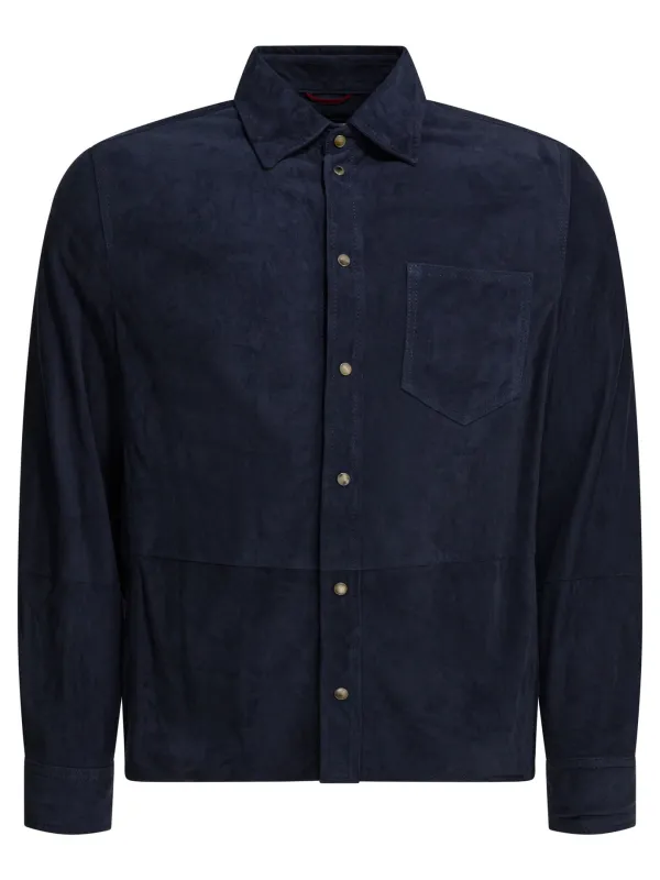 Suede Overshirt Jacket Jackets And Coats Blue sold by Wanan Luxury