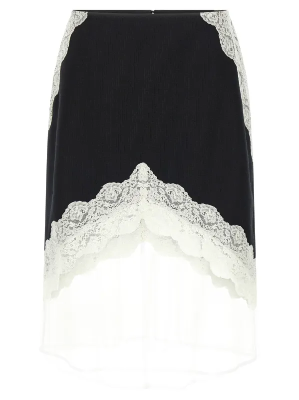 Organza Lace Wool Skirt Skirts White/Black sold by Wanan Luxury