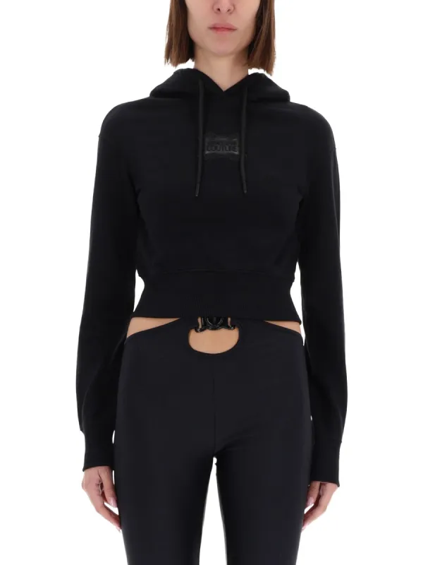 Cropped Sweatshirt With "Baroque" Logo Patch made by Versace