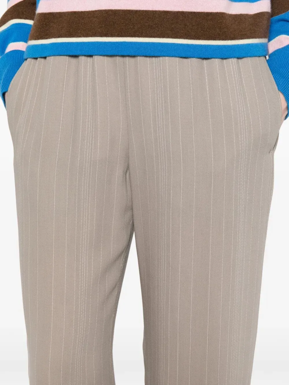 Pinstripe Motif And Elasticated Waist Wool Blend Pants sold by Wanan Luxury product image thumbnail 5