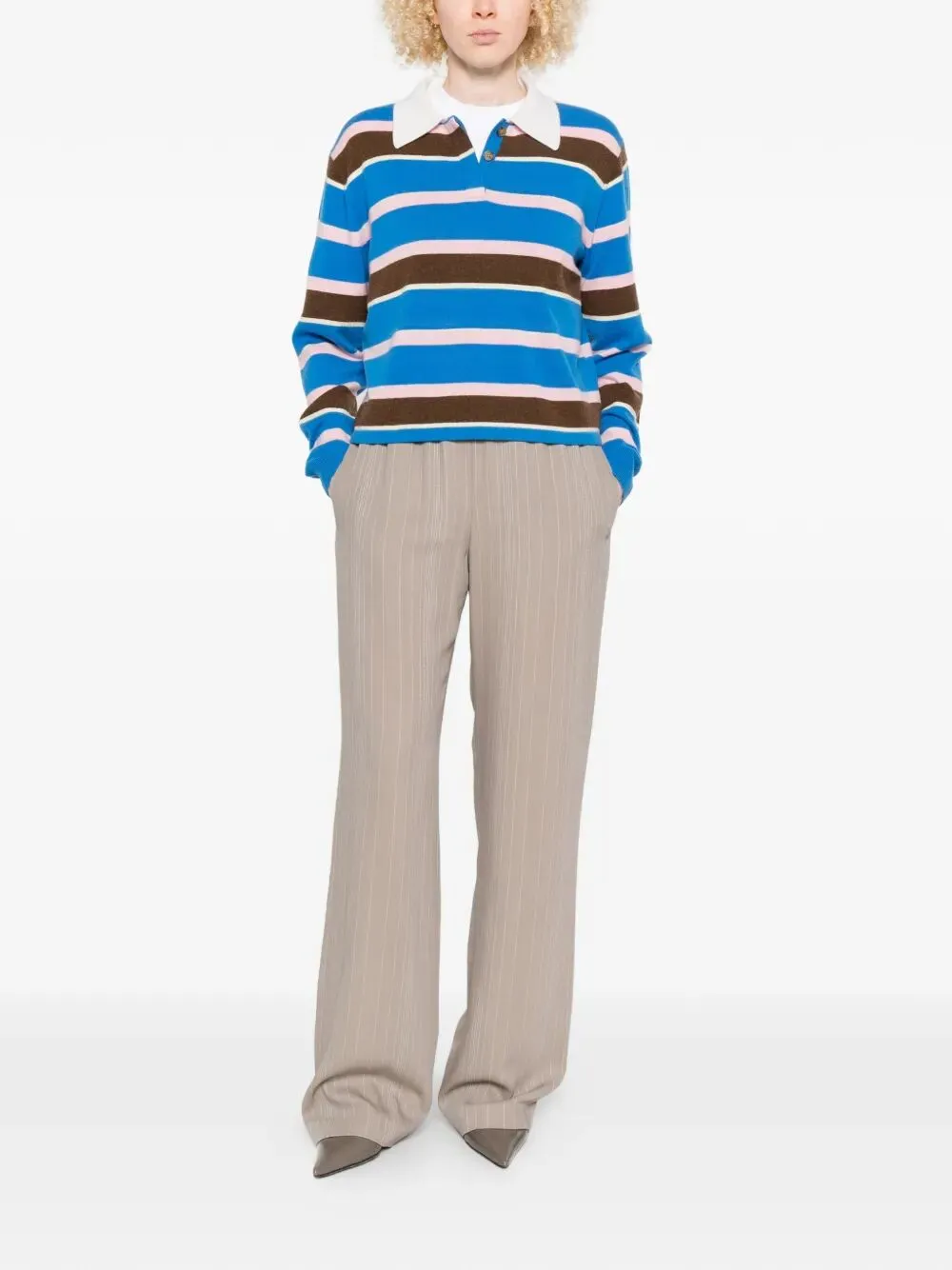 Pinstripe Motif And Elasticated Waist Wool Blend Pants sold by Wanan Luxury product image thumbnail 2