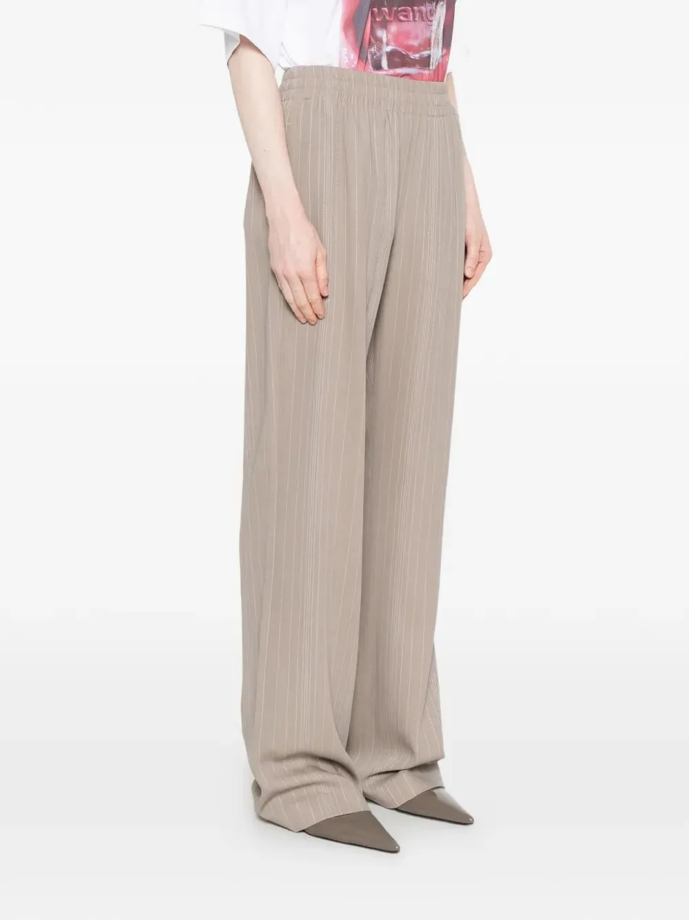 Pinstripe Motif And Elasticated Waist Wool Blend Pants sold by Wanan Luxury product image thumbnail 3
