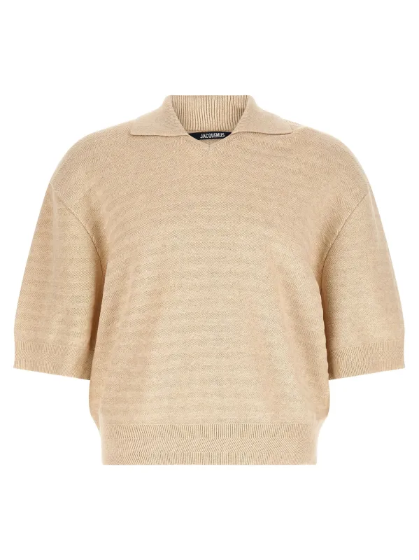 Le Maille Chevron Polo Beige made by Jacquemus
