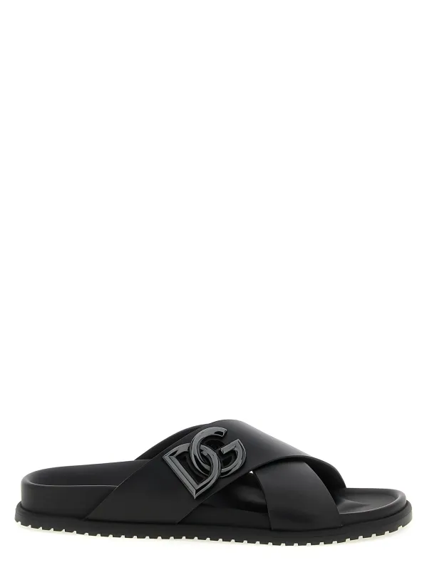 Leather Slides Sandals Black sold by Wanan Luxury