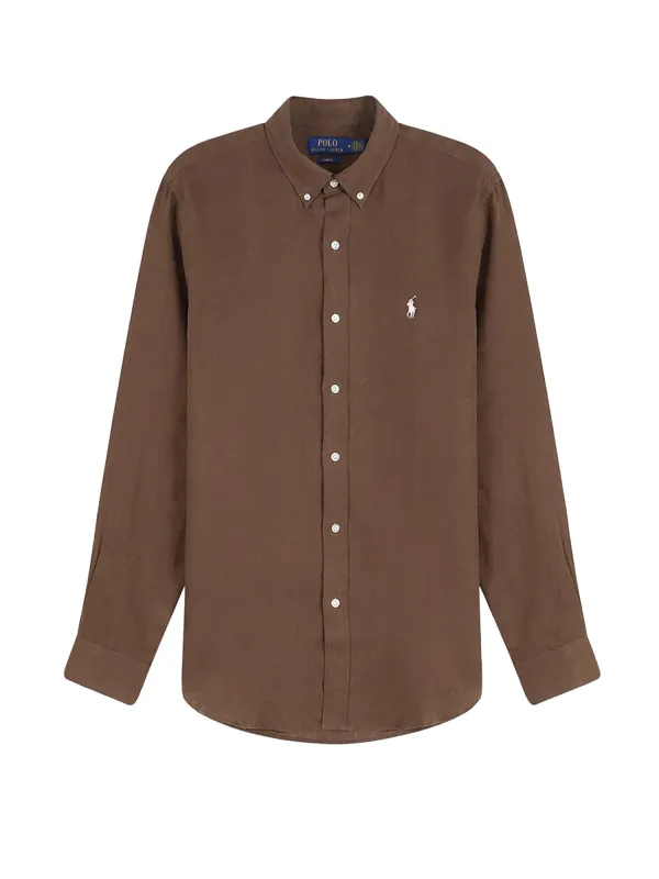Linen Shirt With Logo Embroidery sold by Wanan Luxury
