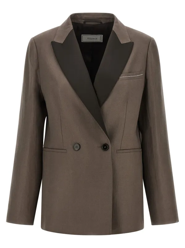Satin Linen Blazer Blazers Brown sold by Wanan Luxury