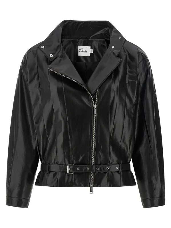Biker Jacket Puffer Jackets Black made by Self-Portrait