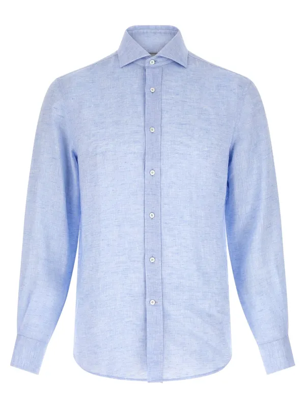 Linen Shirt Shirt And Blouse Light Blue made by Brunello Cucinelli