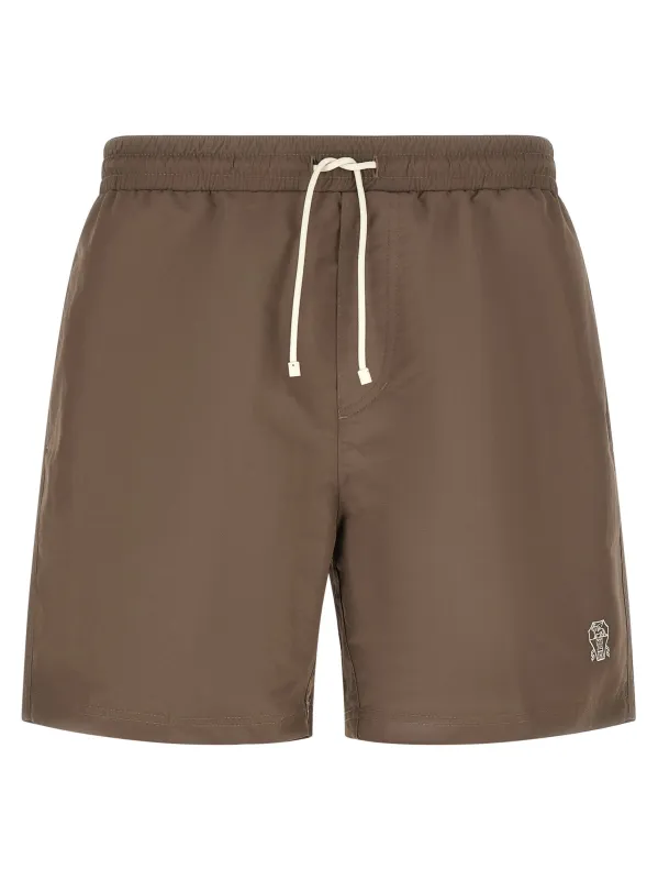 Logo Embroidery Swimsuit Beachwear Brown made by Wanan Luxury