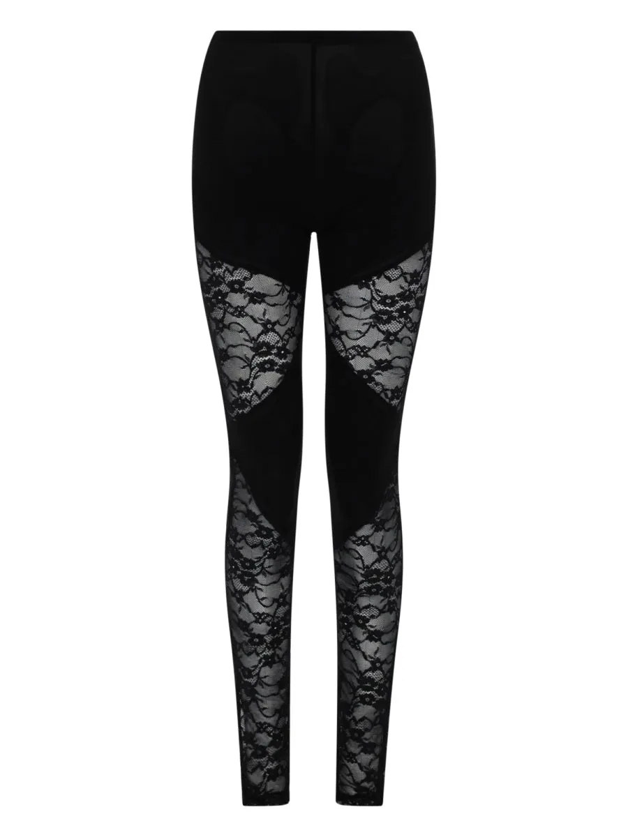 Patchwork Leggings With Lace Inserts sold by Wanan Luxury