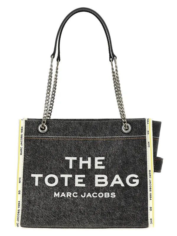 The Denim Chain Medium Tote Shoulder Bags Gray made by Marc Jacobs