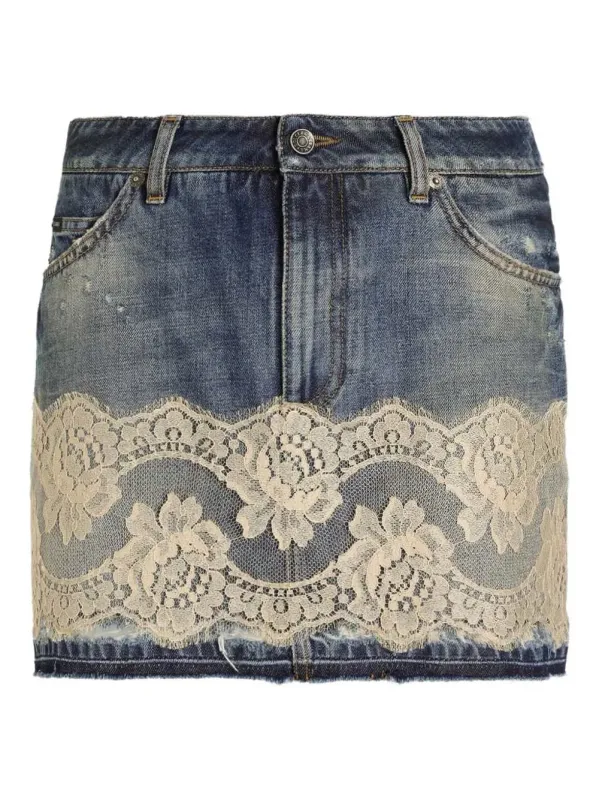 Miniskirt With Lace Inserts sold by Wanan Luxury