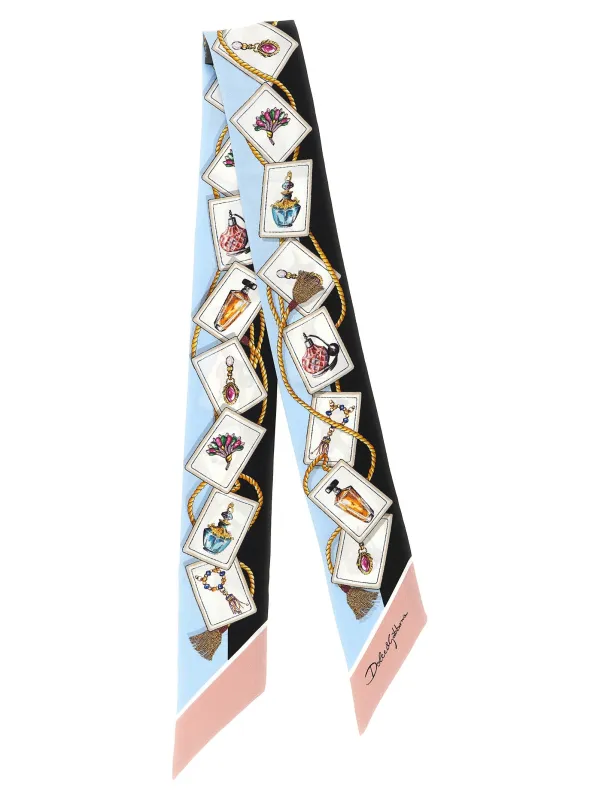 Silk Bandeau Scarves And Foulards Light Blue made by Wanan Luxury