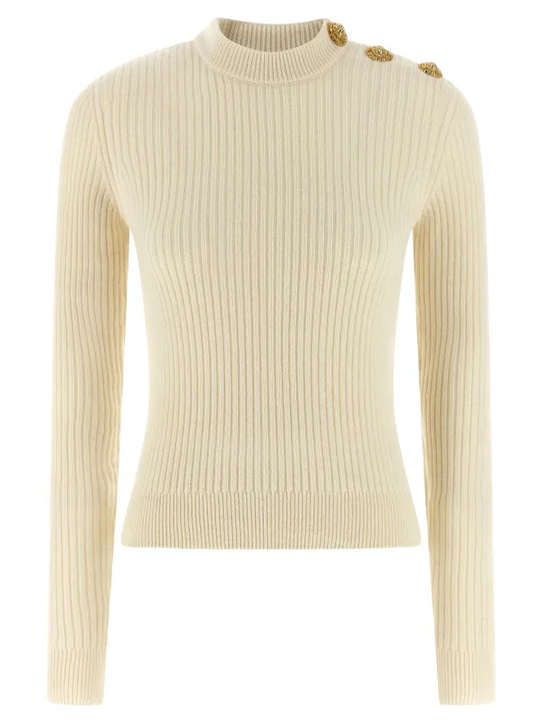 Ribbed Sweater Sweaters And Cardigans White made by Balmain
