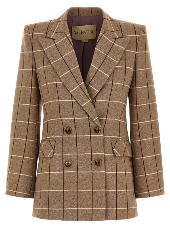 Valentino Garavani Double-Breasted Blazer Blazers Beige sold by Wanan Luxury