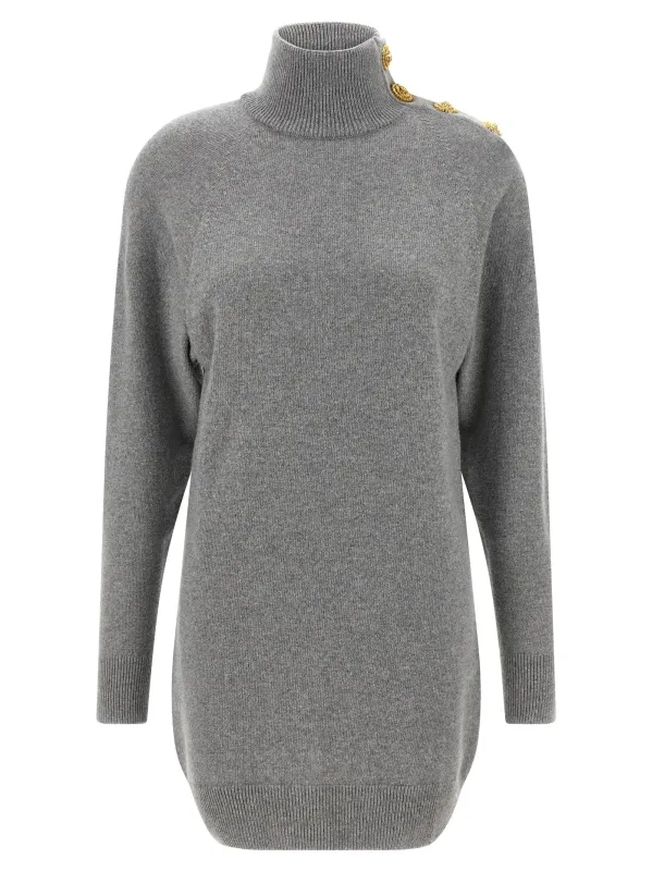 Cashmere Wool Dress Dresses Gray made by Balmain