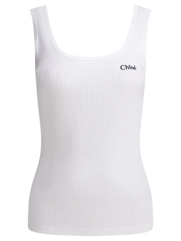 Logo Tank Top Tops White made by Chloe