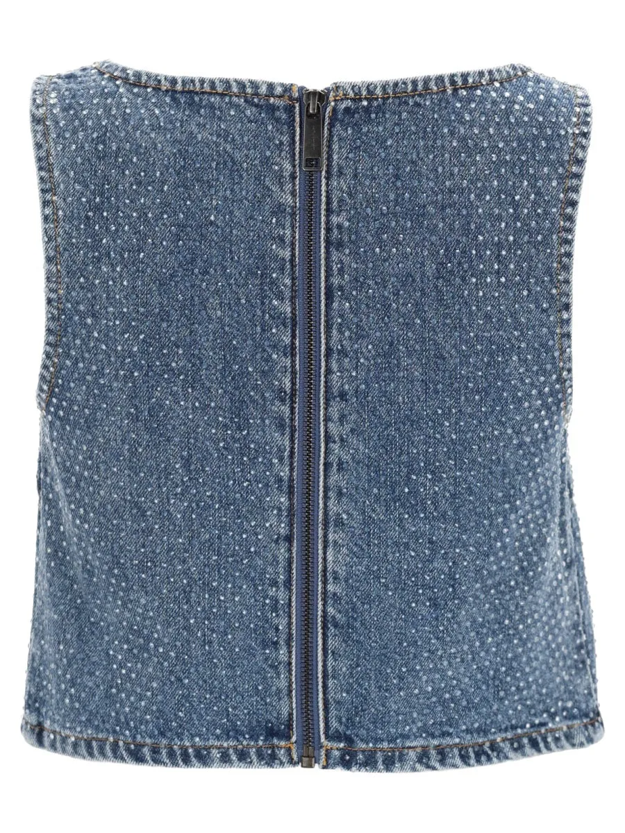 Denim Crop Top With Rhinestones sold by Wanan Luxury product image thumbnail 2