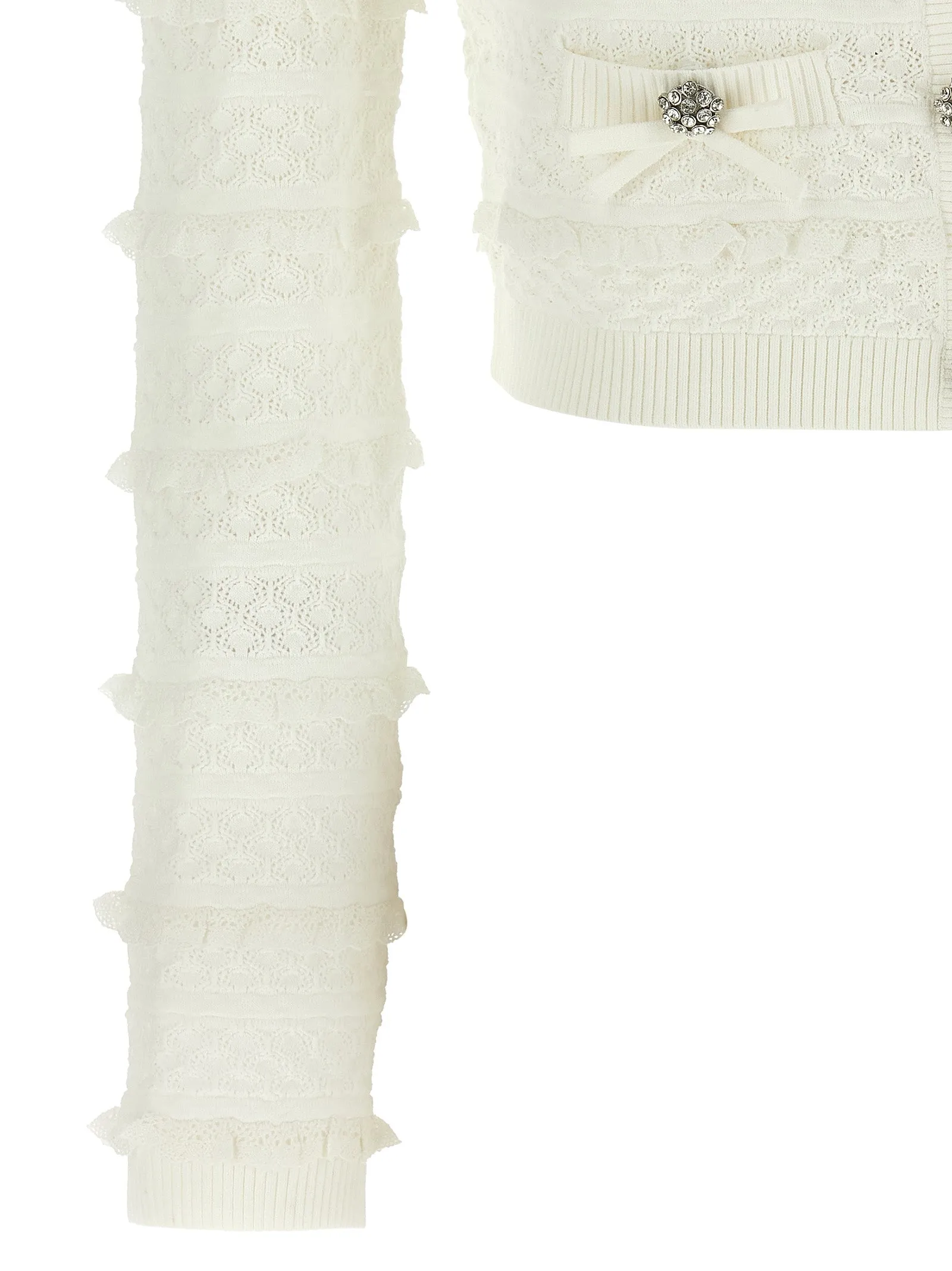 Pointelle Diamante Sweaters And Cardigans White sold by Wanan Luxury product image thumbnail 4