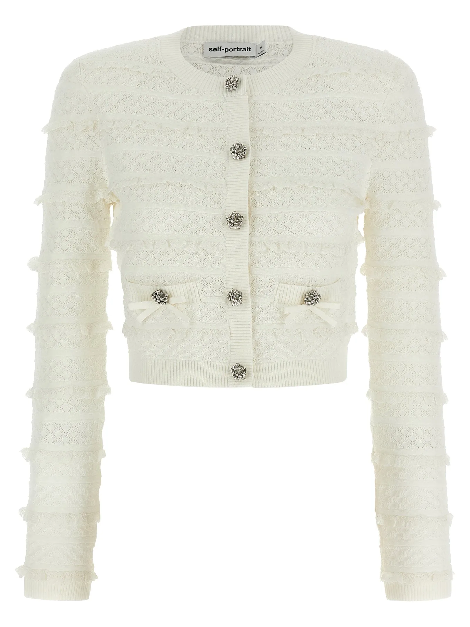 Pointelle Diamante Sweaters And Cardigans White sold by Wanan Luxury