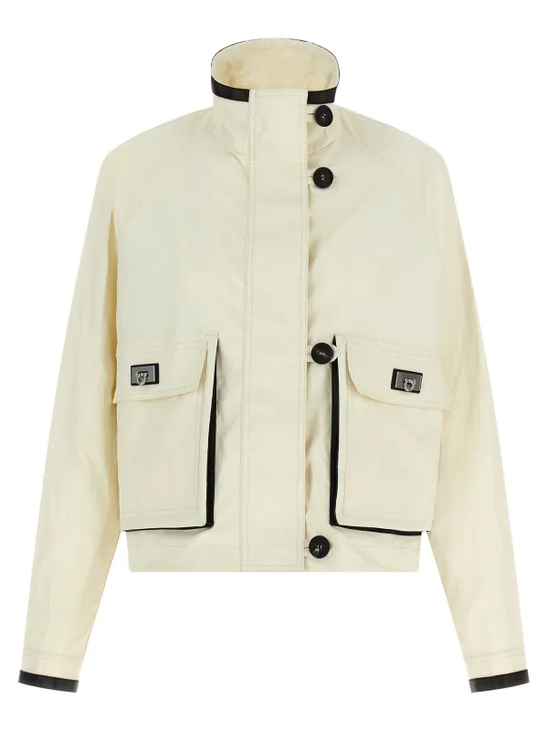 Tech Linen Jacket Puffer Jackets White made by Salvatore Ferragamo