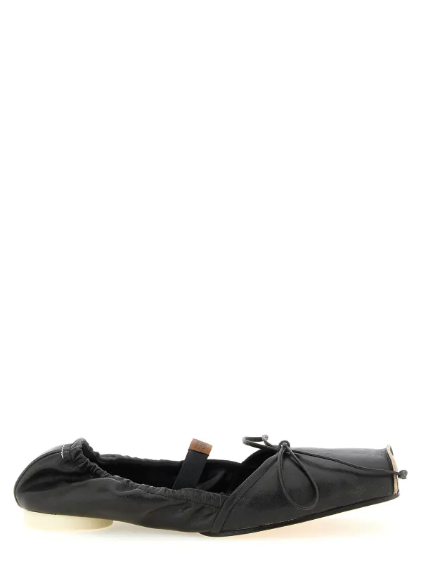 Square Toe Ballet Flats Flat Shoes Black made by Maison Margiela