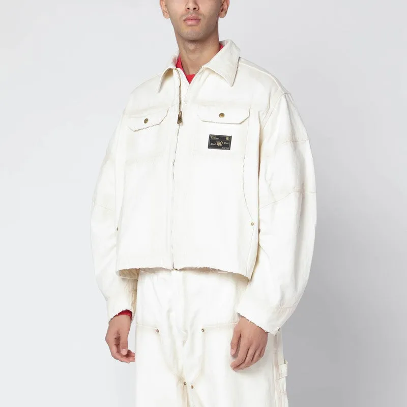 Stockton White Washed-Effect Zip Jacket sold by Wanan Luxury