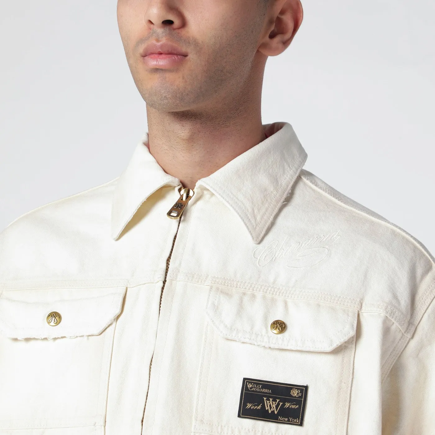 Stockton White Washed-Effect Zip Jacket sold by Wanan Luxury product image thumbnail 2