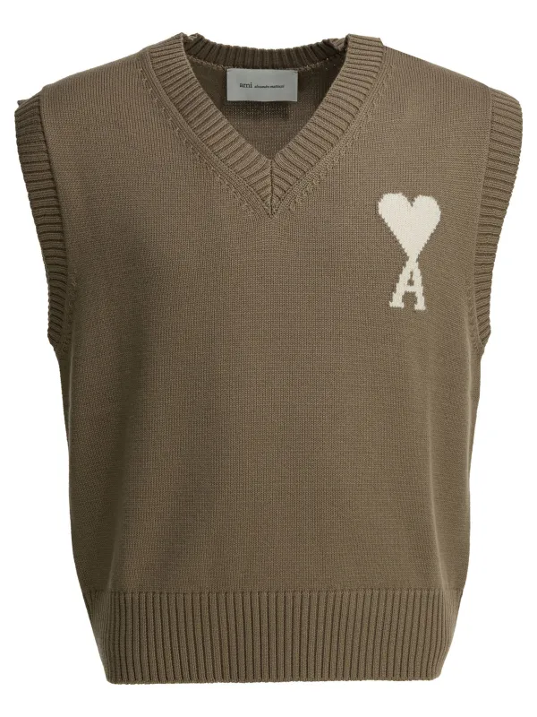 Logo Vest Knitwear Beige made by Ami