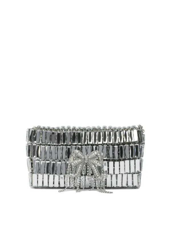 Mini Crossbody Bag With Crystal Bow Crossbody Bags Silver made by Self-Portrait