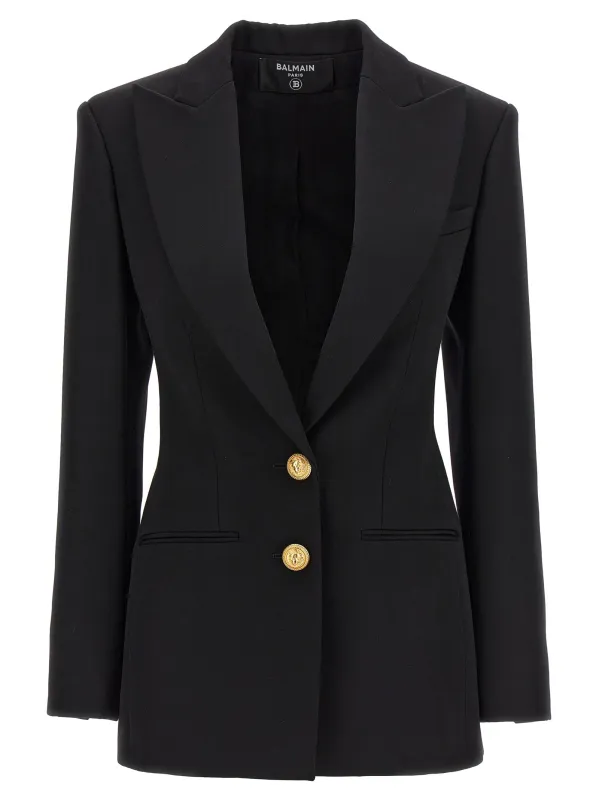 Logo Button Double-Breasted Blazer Blazers Black sold by Wanan Luxury
