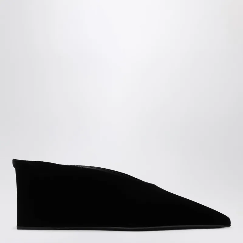 Black Velvet Cube-Heeled Mule made by Alaia