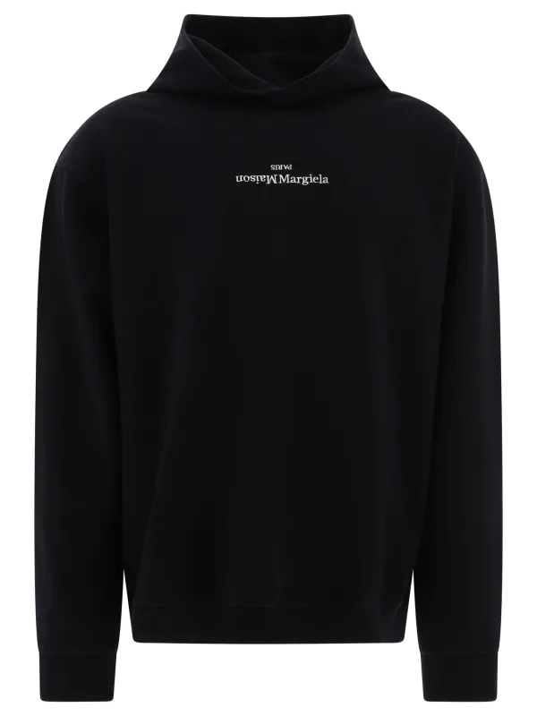 Hoodie With Logo Sweatshirts Black made by Maison Margiela