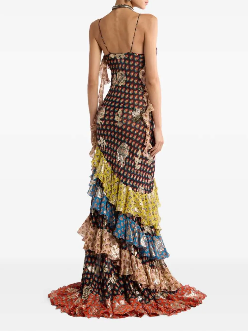 Long Dress With Ruffles And A V-Neck sold by Wanan Luxury product image thumbnail 3