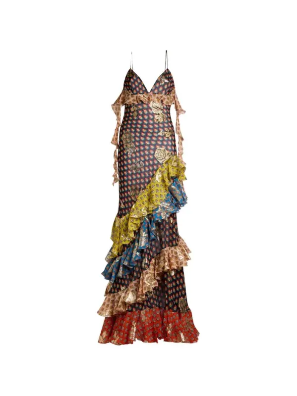 Long Dress With Ruffles And A V-Neck made by Etro