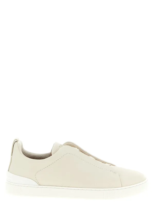 Triple Stitch Sneakers Beige made by Ermenegildo Zegna