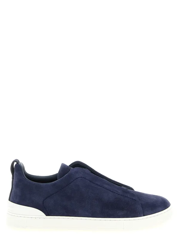 Triple Stitch Sneakers Blue made by Ermenegildo Zegna