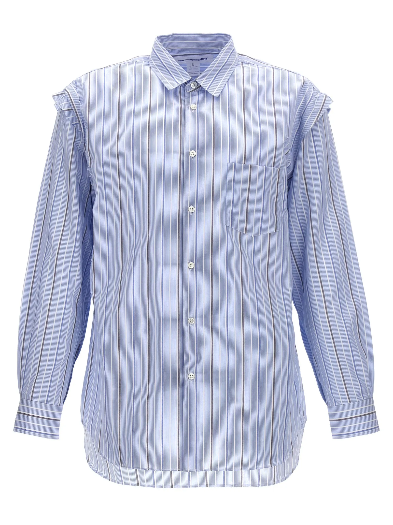 Unfinished Striped Shirt Shirt And Blouse Light Blue sold by Wanan Luxury