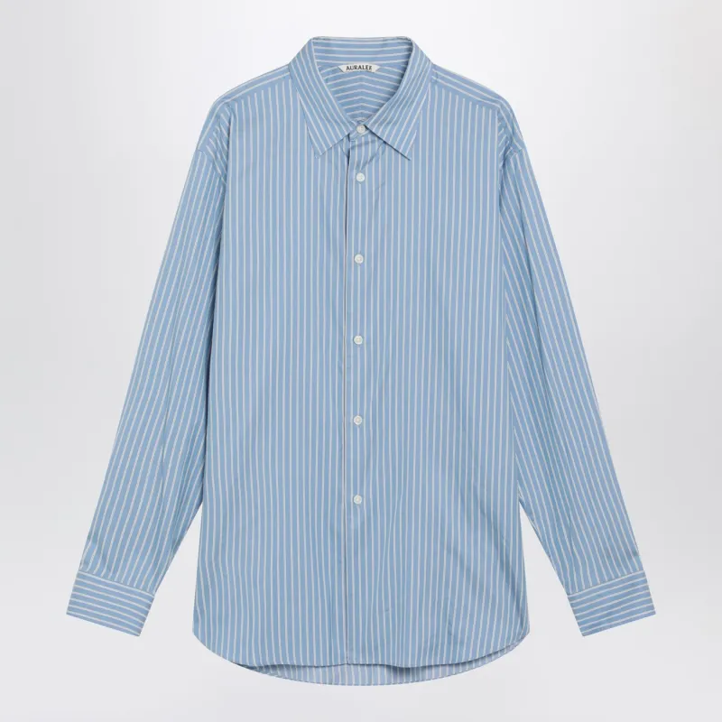 Light Blue Striped Cotton And Silk Shirt sold by Wanan Luxury