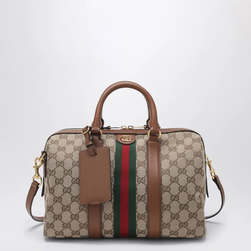 Medium Ophidia Duffle Bag In Beige And Brown Gg Fabric made by Gucci