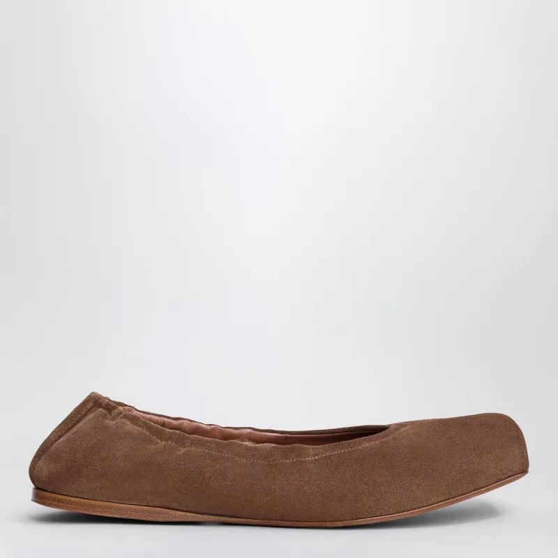 Two-Tone Ballerina With Square Toe In Brown made by Alaia
