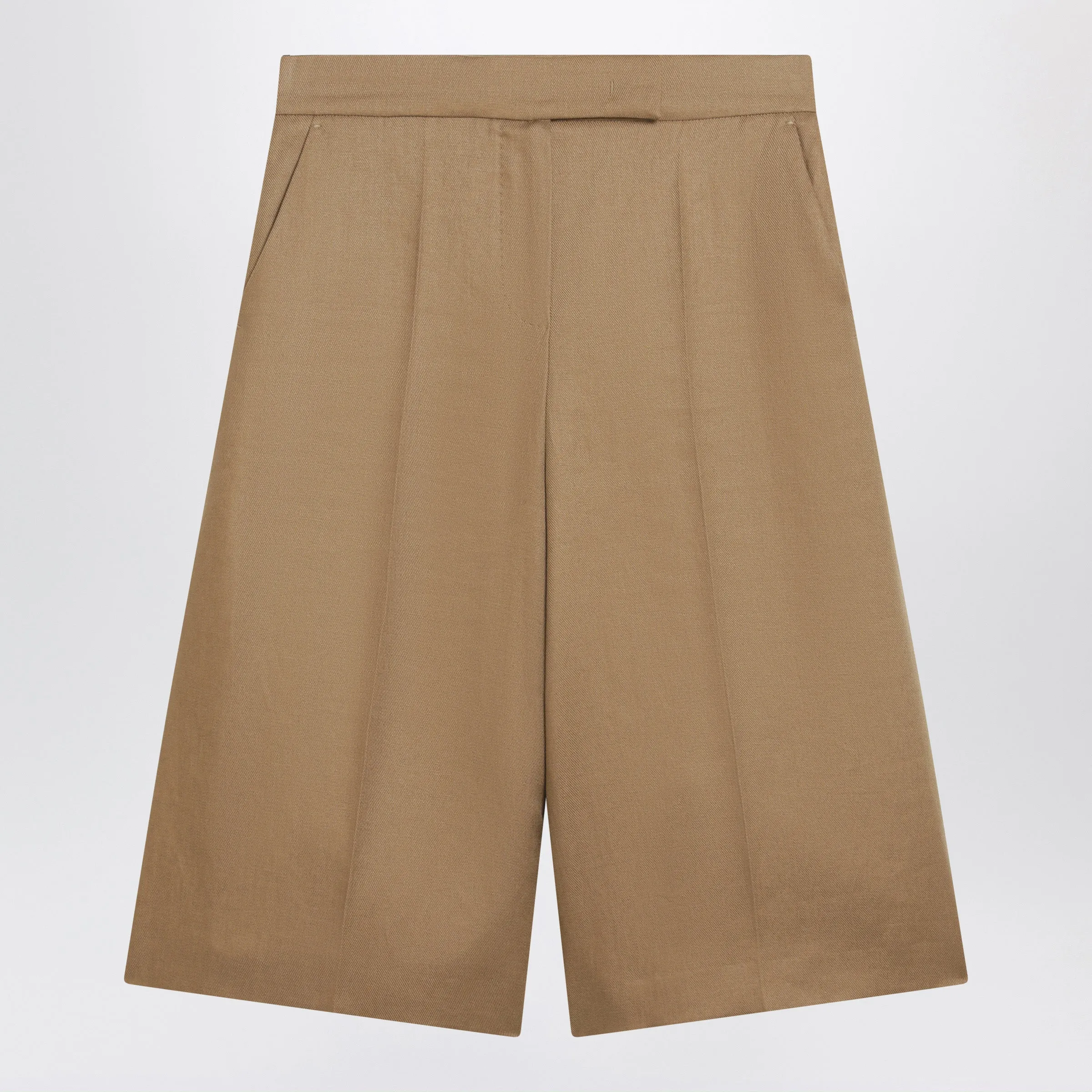 Sand-Colored Linen Bermuda Shorts sold by Wanan Luxury