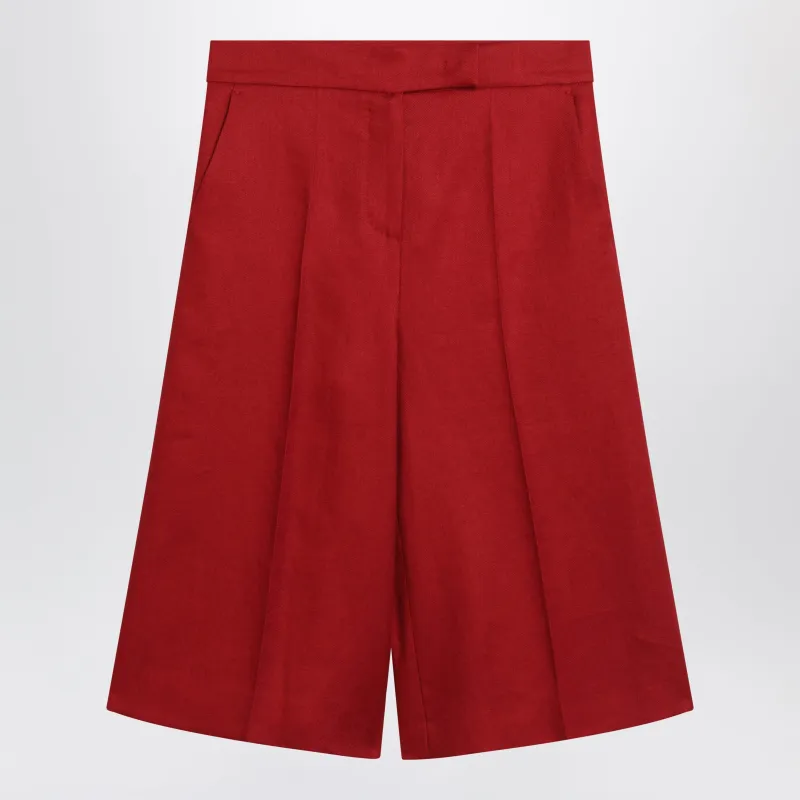 Red Linen Bermuda Shorts sold by Wanan Luxury