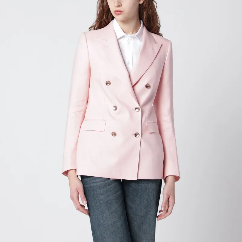 Pink Double-Breasted Linen Jacket sold by Wanan Luxury