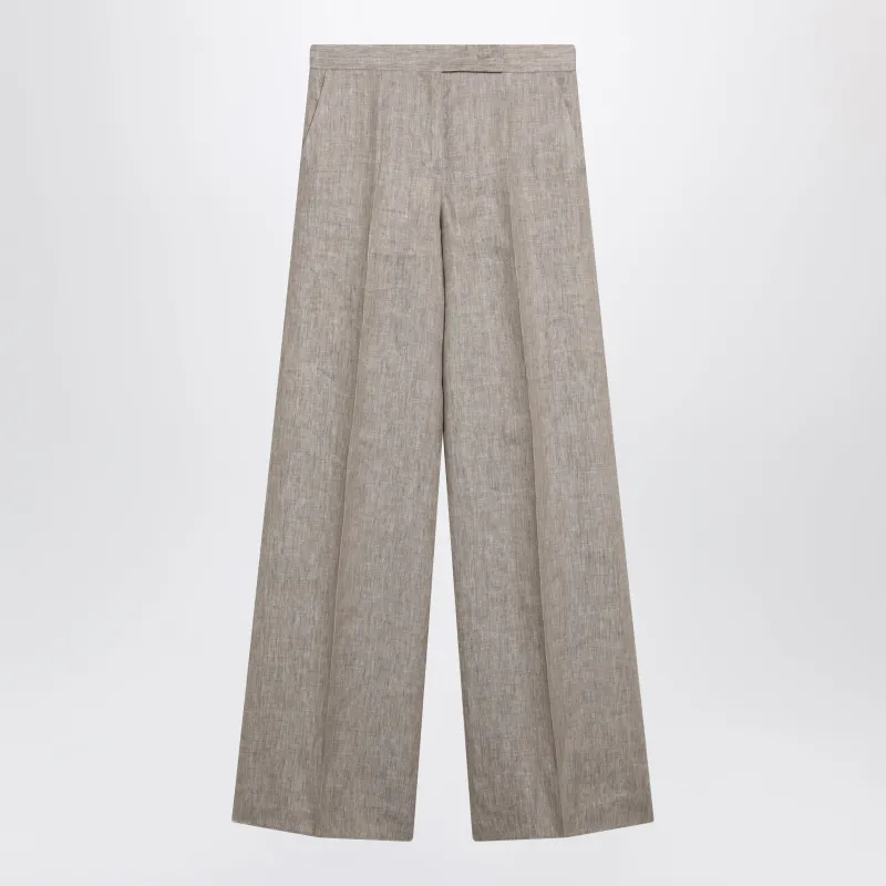 Beige Chevron Linen Trousers made by MaxMara