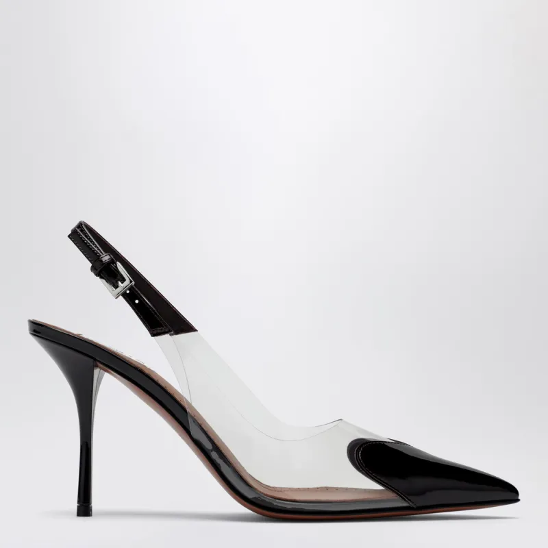 High Slingback Le Coeur In Aubergine Patent Leather made by Alaia