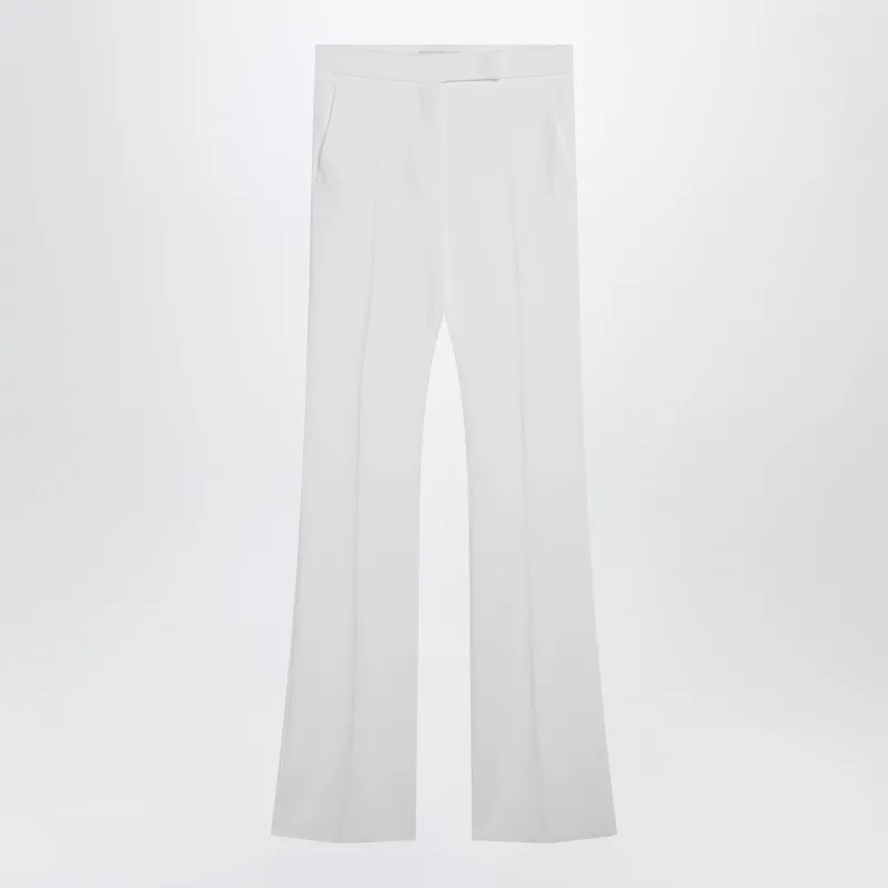 Optical White Slim Trousers In Crêpe Canvas sold by Wanan Luxury