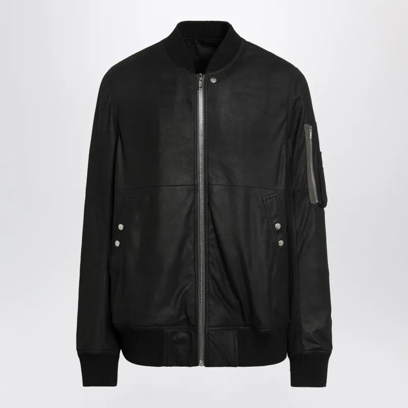 Black Leather Zip Jacket sold by Wanan Luxury