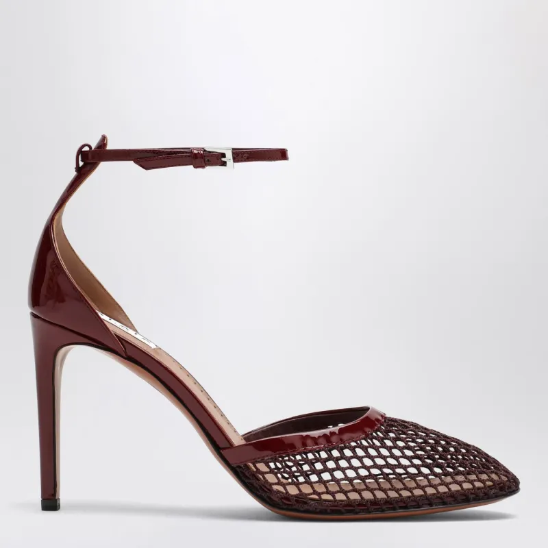 High Dark Red Mesh Pumps made by Alaia